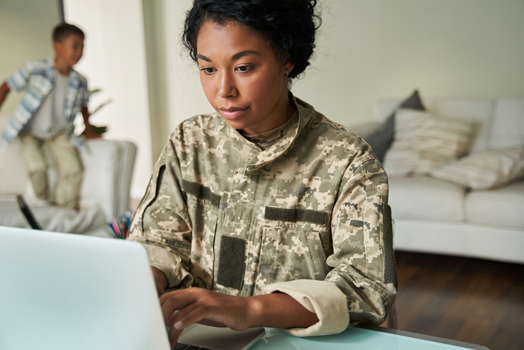 Veteran at computer image